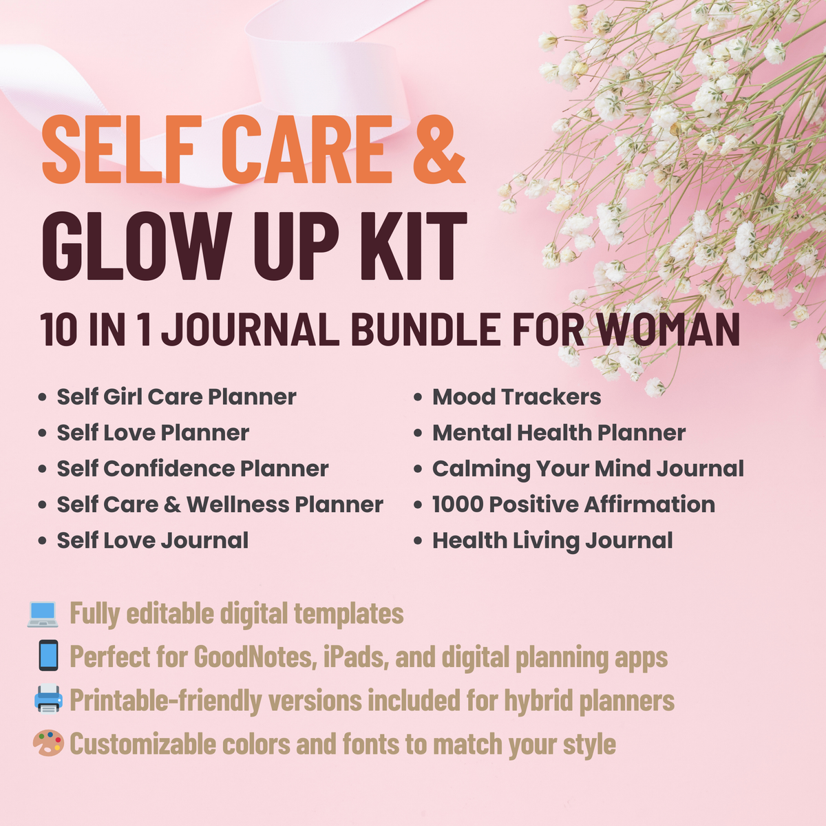 Self-Care & Glow Up Kit – PLR Journal Bundle for Women